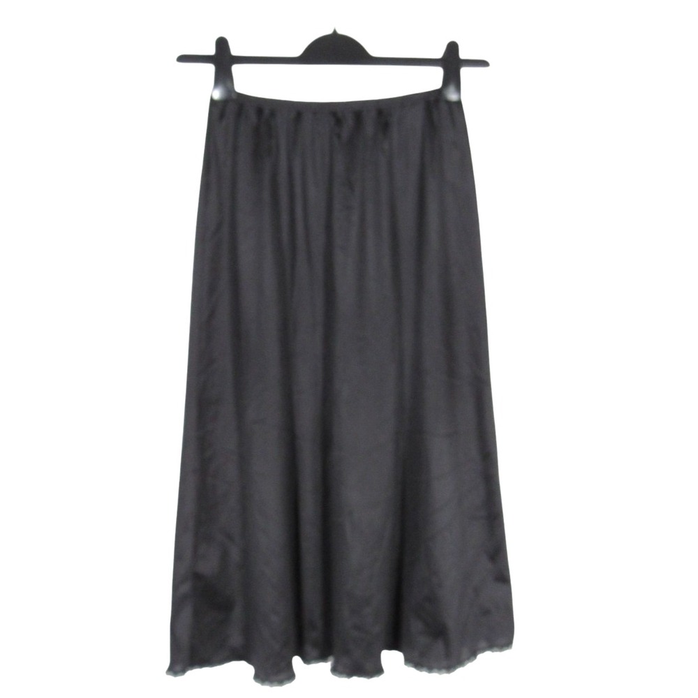 VTG VANITY FAIR Silky Smooth NYLON Black FLORAL LACE HEM A-Line HALF SLIP Sz S